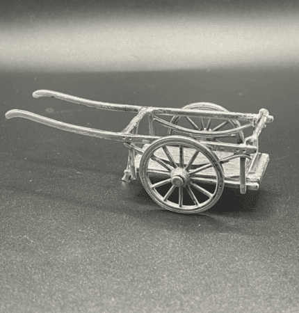 Vintage Sterling Silver Medieval Cart with Movable Wheels by Medusa Oro, Italy