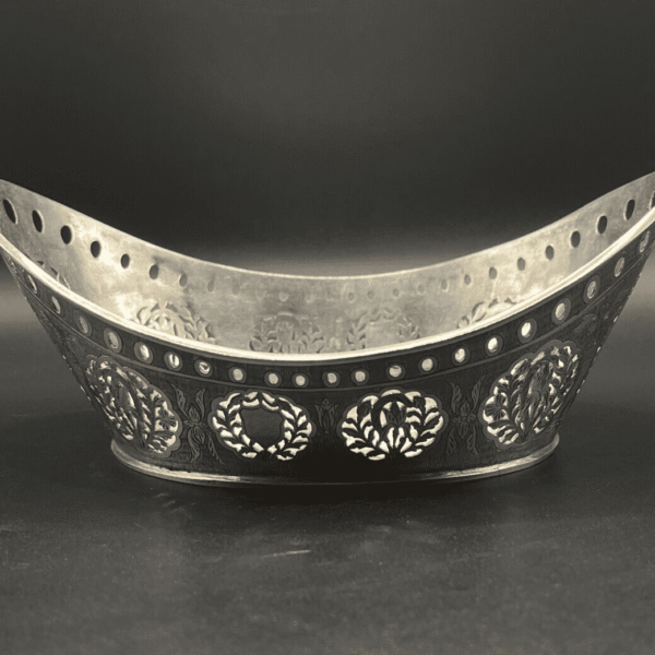 Exquisite Antique 800 Silver Pierced Bonbon Dish – Floral & Wreath Design