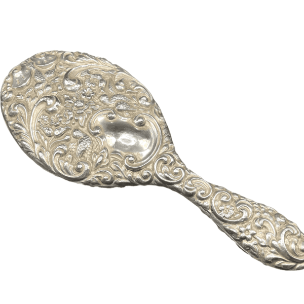 Edwardian Engraved Sterling Silver Hand Mirror, Birmingham 1903