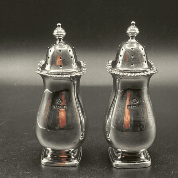Vintage Pair of Sterling Silver Cruet Set by Adie Bros. Ltd. Birmingham 1949