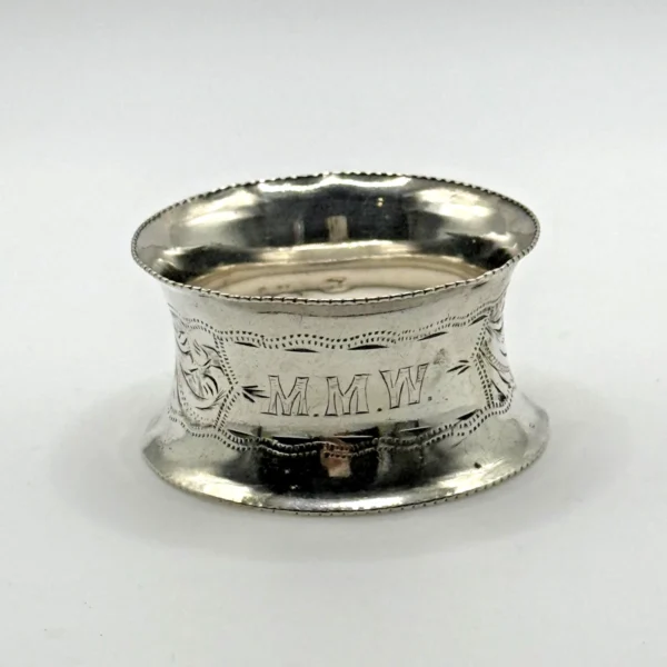 Antique Sterling Silver Napkin Ring by Rolason Bros Engraved MMW Birmingham