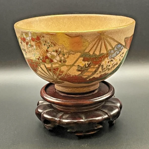 Japanese Kyoto Ware Ninsei-Style Tea Bowl Meiji Era