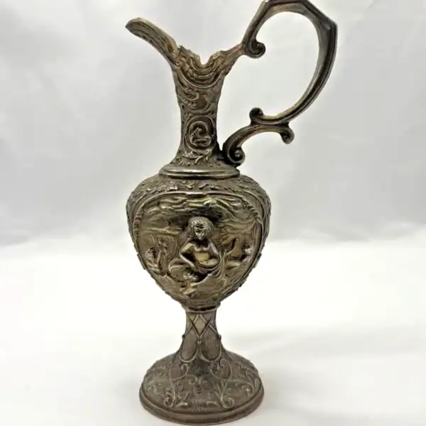 Antique Continental Silvered Brass Pitcher