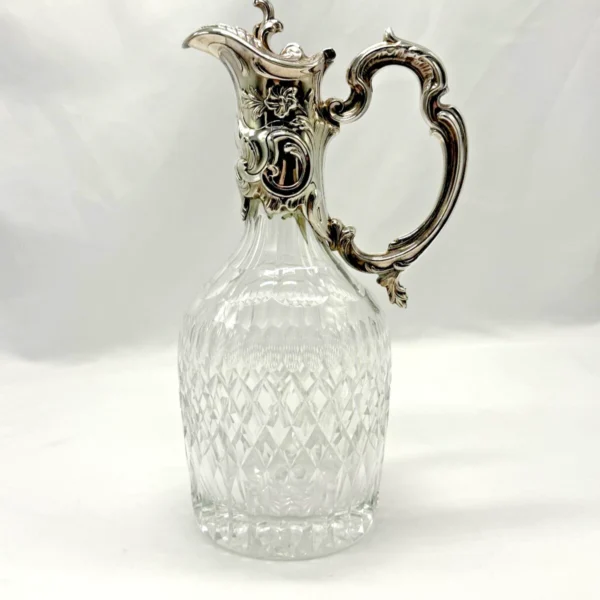 Antique Silver Plated Crystal Claret Jug