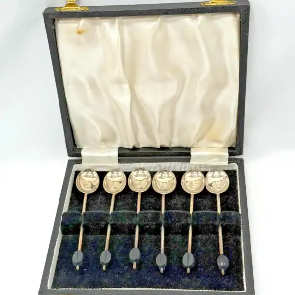 Antique Sterling Silver Coffee Spoons Set of 6 William Suckling Birmingham 1922