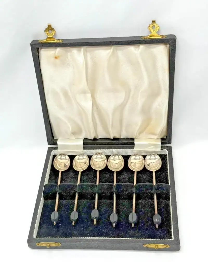 Antique Sterling Silver Coffee Spoons Set of 6 William Suckling Birmingham 1922