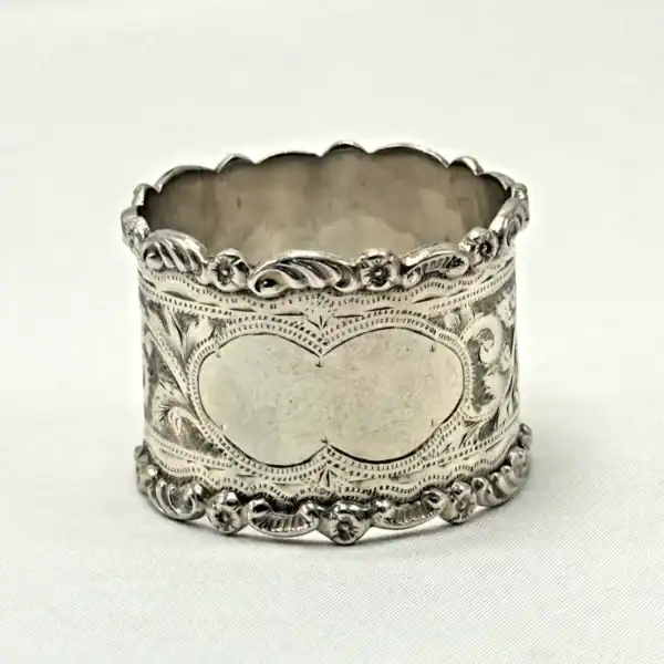 Antique Sterling Silver Engraved Napkin Ring by Rolason Bros Birmingham